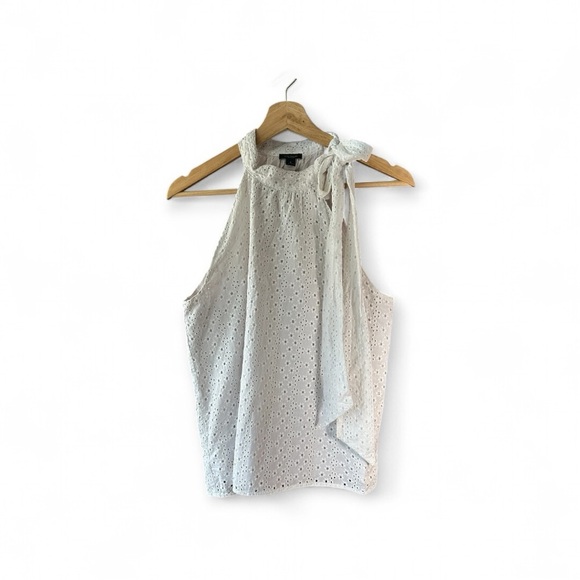 Ann Taylor Tops - Ann Taylor White Eyelet Tank with Bow